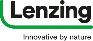 Lenzing AG logo featuring bold black text with a green accent line, accompanied by the tagline "Innovative by nature" in smaller font.